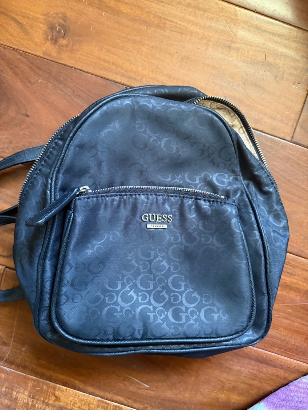 GUESS Black Monogram Mini Backpack